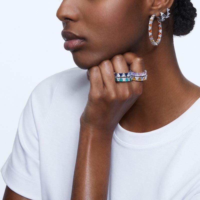Pendientes-de-aro-Ortyx-Talla-triangular-Pequeños-Blancos-Baño-de-rodio