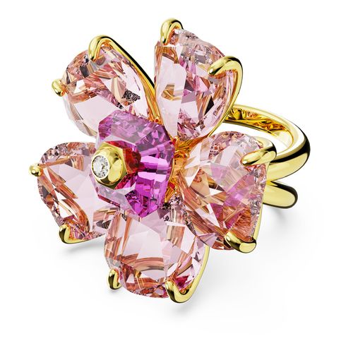 Anillo de cóctel Florere, Flor, Rosa, Baño tono oro