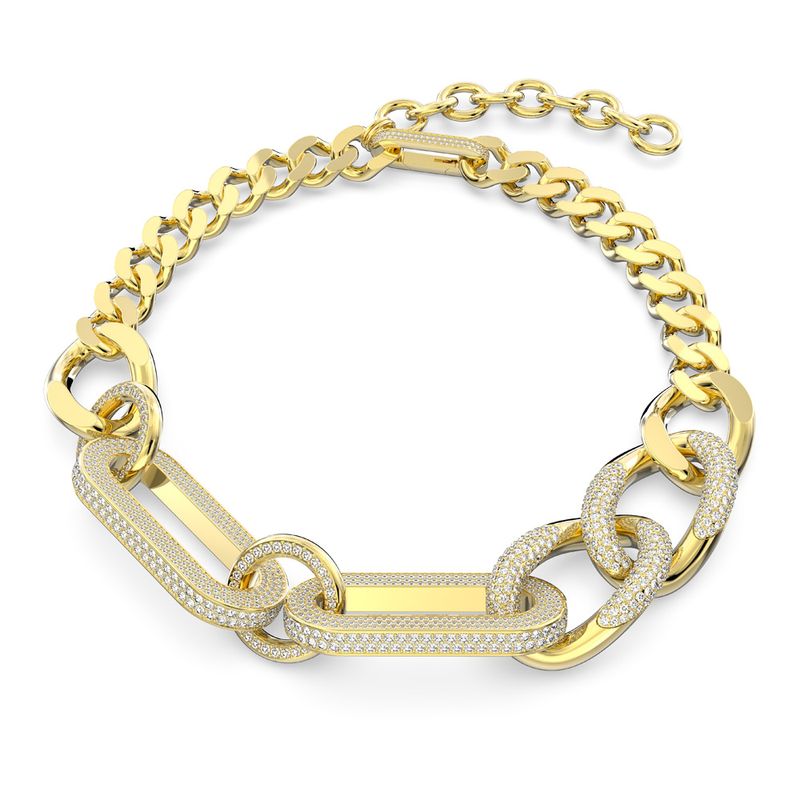 Collar-Dextera-Arte-Mezcla-de-eslabones-Grande-Blanco-Baño-tono-oro