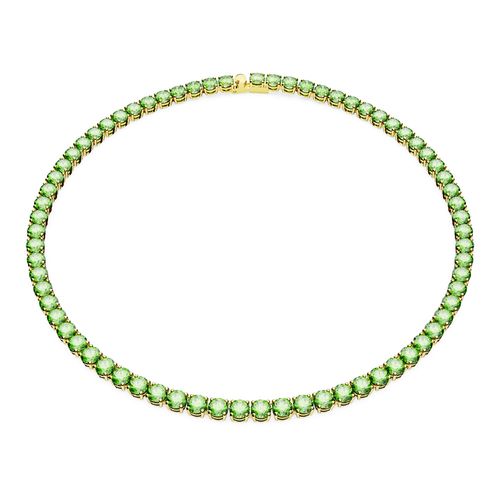 Collar Matrix Tennis, Talla redonda, Medio, Verde, Baño tono oro
