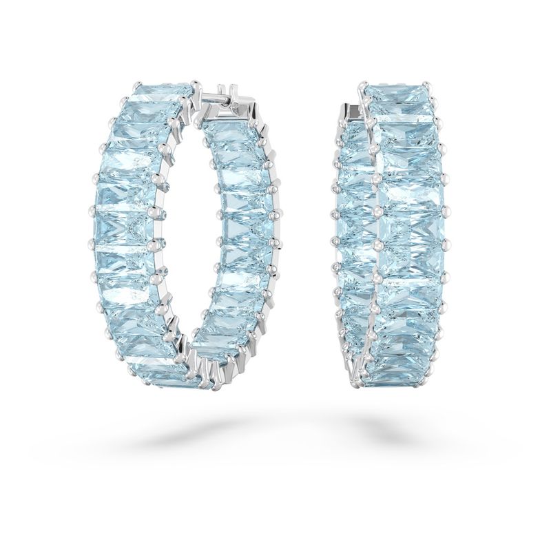 Pendientes-de-aro-Matrix-Talla-baguette-Azules-Baño-de-rodio
