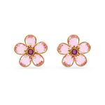 Pendientes-de-boton-Florere-Flor-Rosas-Baño-tono-oro