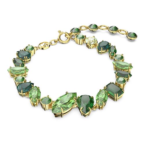 Pulsera Gema, Tallas mixtas, Verde, Baño tono oro