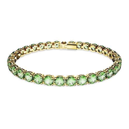 Pulsera Matrix Tennis, Talla redonda, Mediana, Verde, Baño tono oro