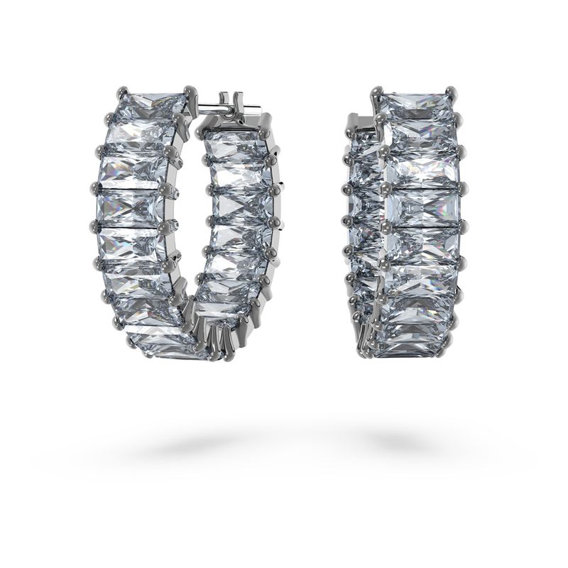 Pendientes-de-aro-Matrix-Talla-baguette-Grises--Baño-de-rutenio