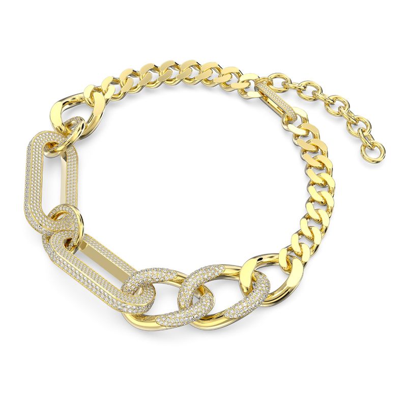 Collar-Dextera-Arte-Mezcla-de-eslabones-Grande-Blanco-Baño-tono-oro