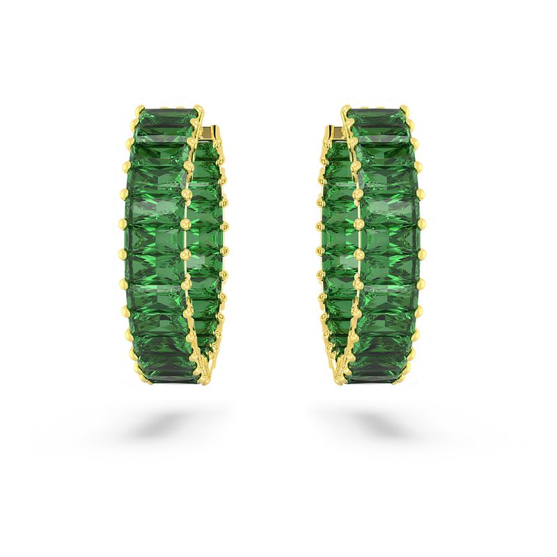 Pendientes-de-aro-Matrix-Talla-baguette-Verdes-Baño-tono-oro