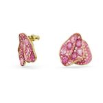Pendientes-de-boton-Florere-Diseño-asimetrico-Flor-Rosas-Baño-tono-oro