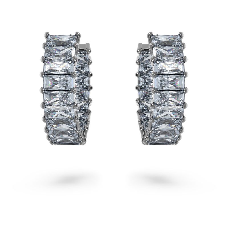 Pendientes-de-aro-Matrix-Talla-baguette-Grises--Baño-de-rutenio