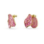 Pendientes-de-boton-Florere-Diseño-asimetrico-Flor-Rosas-Baño-tono-oro