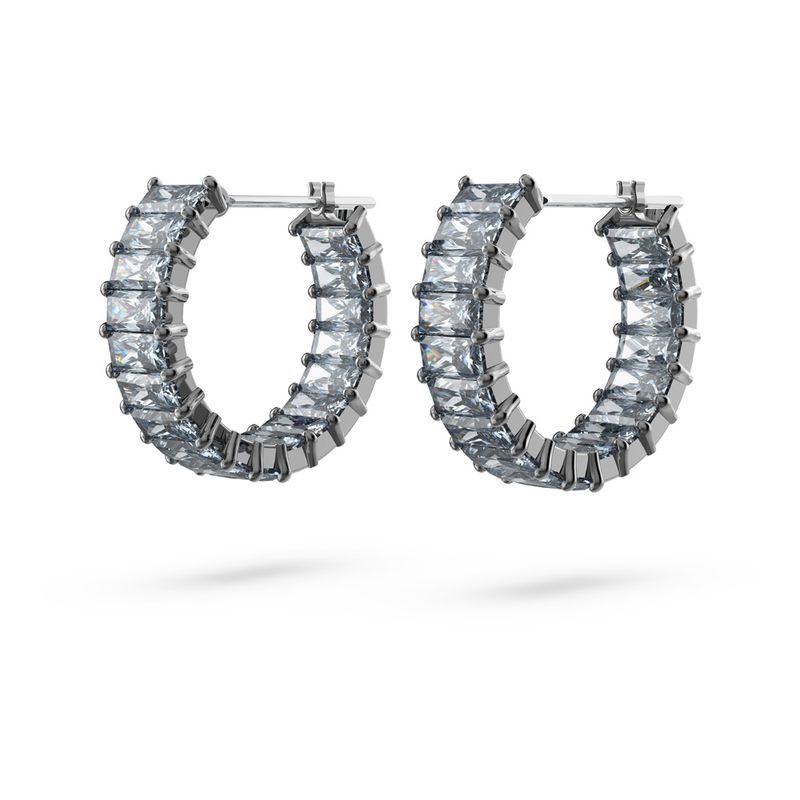 Pendientes-de-aro-Matrix-Talla-baguette-Grises--Baño-de-rutenio
