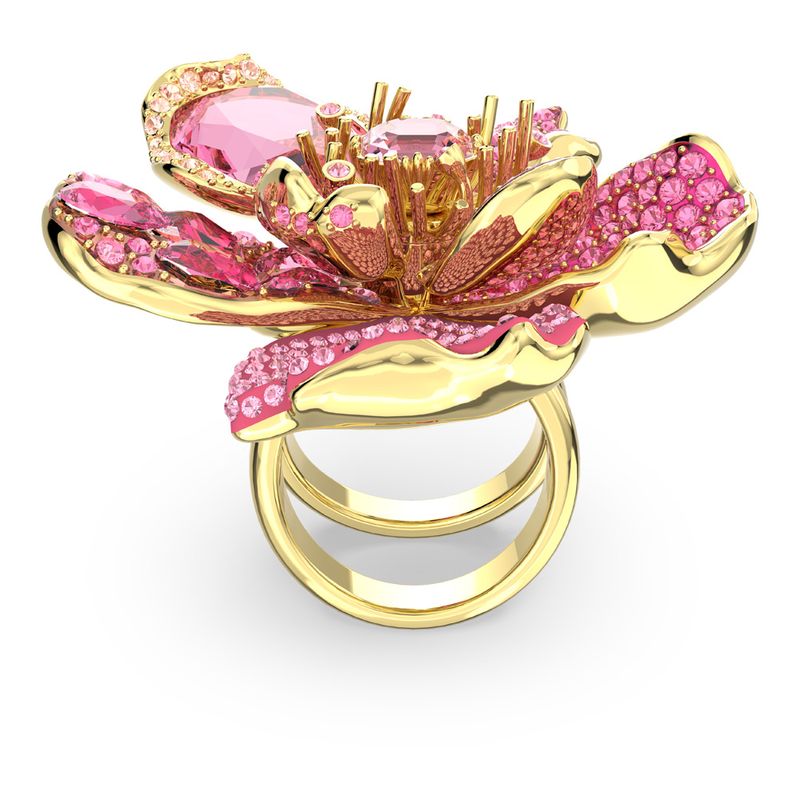 Anillo-de-coctel-Florere-Pave-Flor-Rosa-Baño-tono-oro