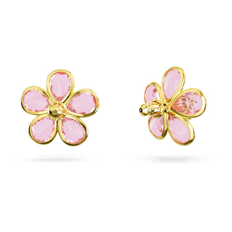 Pendientes-de-boton-Florere-Flor-Rosas-Baño-tono-oro