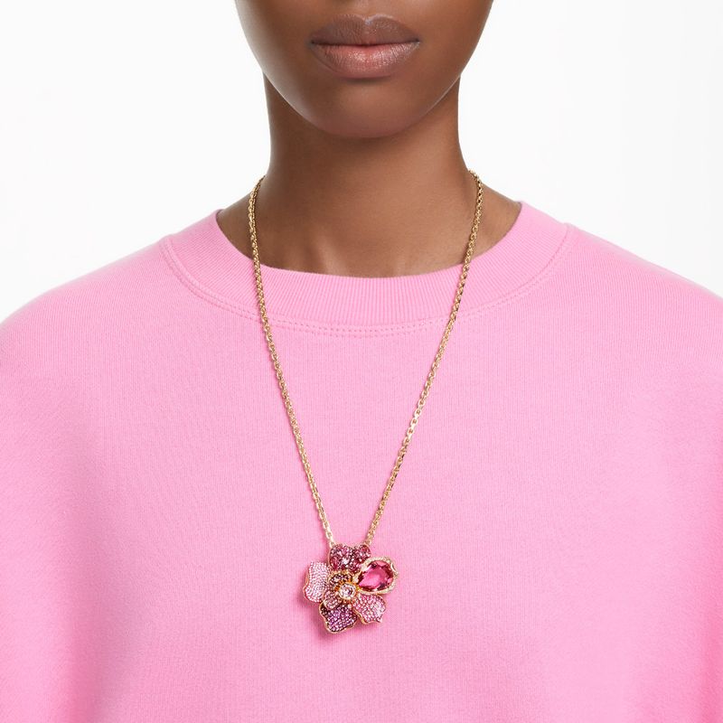Colgante-y-broche-Florere-Pave-Flor-Rosas-Baño-tono-oro