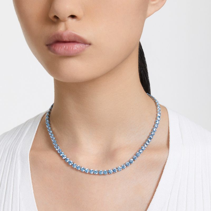 Collar-Matrix-Tennis-Talla-redonda-Medio-Azul-Baño-de-rodio