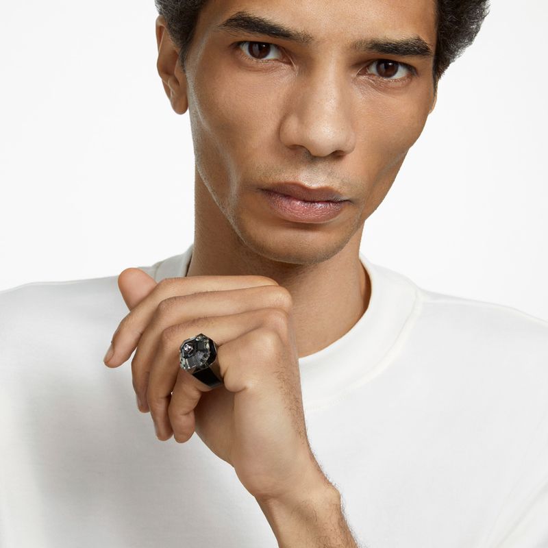 Anillo-de-coctel-Numina-Talla-octogonal-Gris-Baño-tono-oro