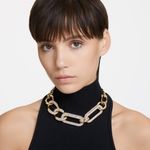 Collar-Dextera-Arte-Mezcla-de-eslabones-Grande-Blanco-Baño-tono-oro