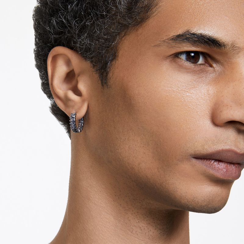 Pendientes-de-aro-Matrix-Talla-baguette-Grises--Baño-de-rutenio