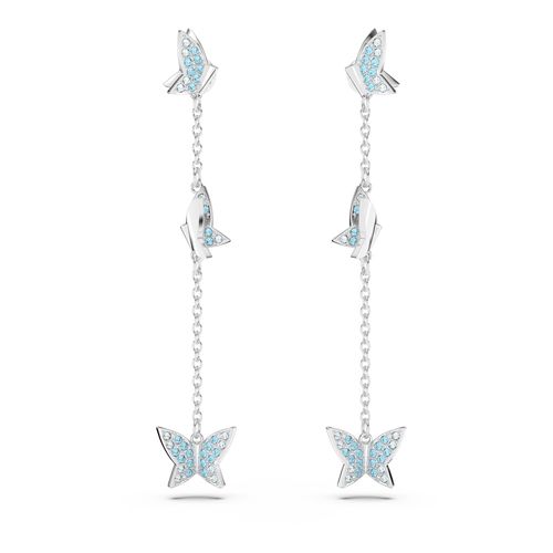 Pendientes Lilia, Mariposa, Azules, Baño de rodio