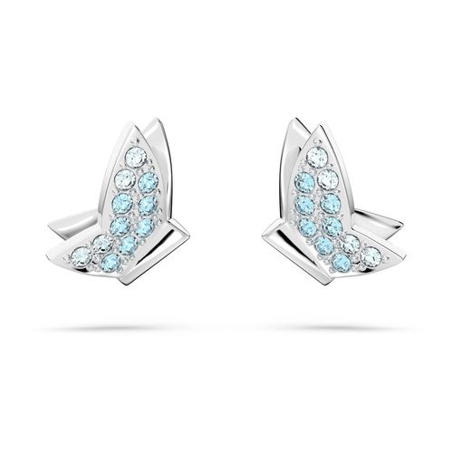 Pendientes de botón Lilia, Mariposa, Azules, Baño de rodio