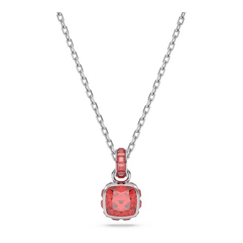 Colgante Birthstone, Talla cuadrada, Julio, Rojo, Baño de rodio