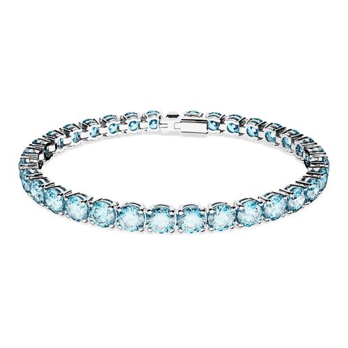 Pulsera Matrix Tennis, Talla redonda, Mediana, Azul, Baño de rodio