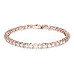 Pulsera-Matrix-Tennis-Talla-redonda-Pequeña-Blanca-Baño-tono-oro-rosa