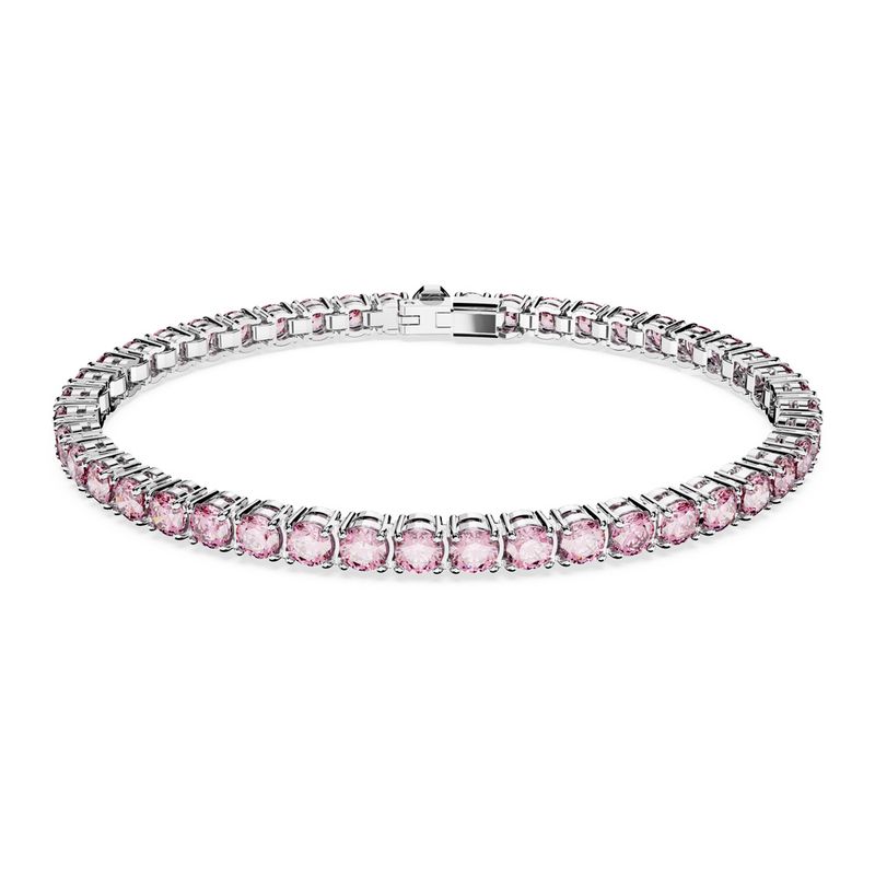 Pulsera-Matrix-Tennis-Talla-redonda-Pequeña-Rosa-Baño-de-rodio