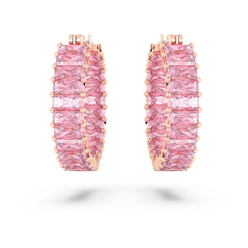 Pendientes-de-aro-Matrix-Talla-baguette-Rosas-Baño-tono-oro-rosa