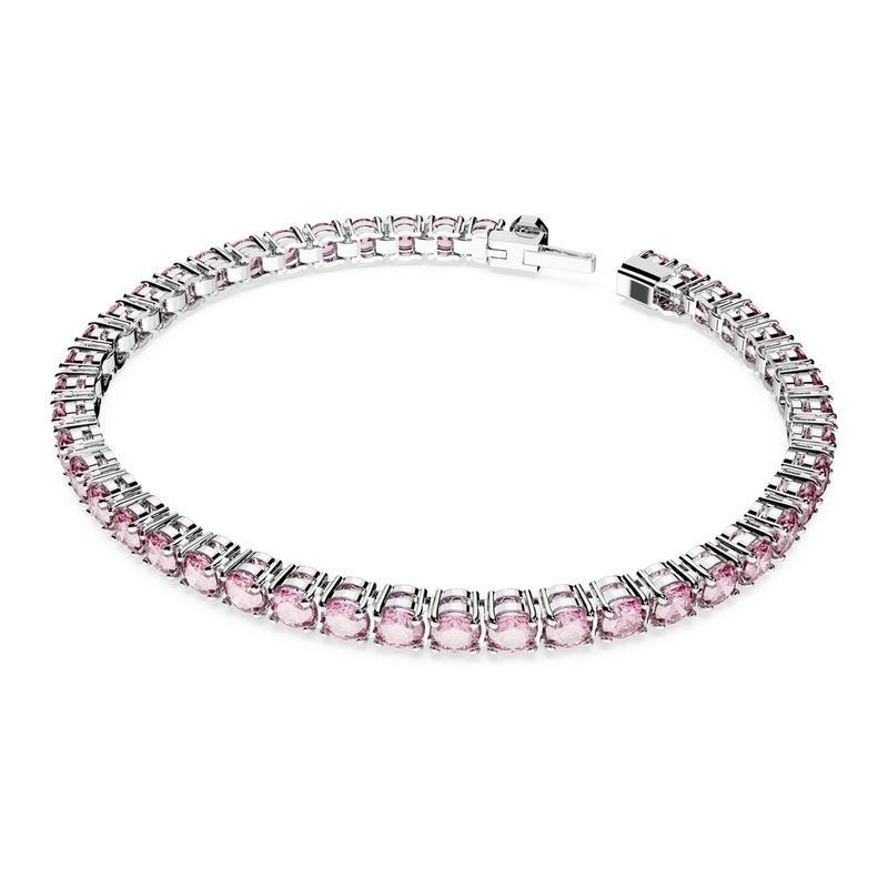 Pulsera-Matrix-Tennis-Talla-redonda-Pequeña-Rosa-Baño-de-rodio