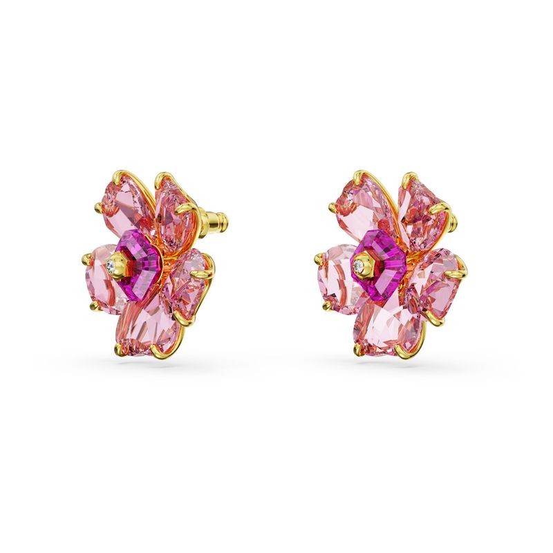Pendientes-de-boton-Florere-Flor-Rosas-Baño-tono-oro