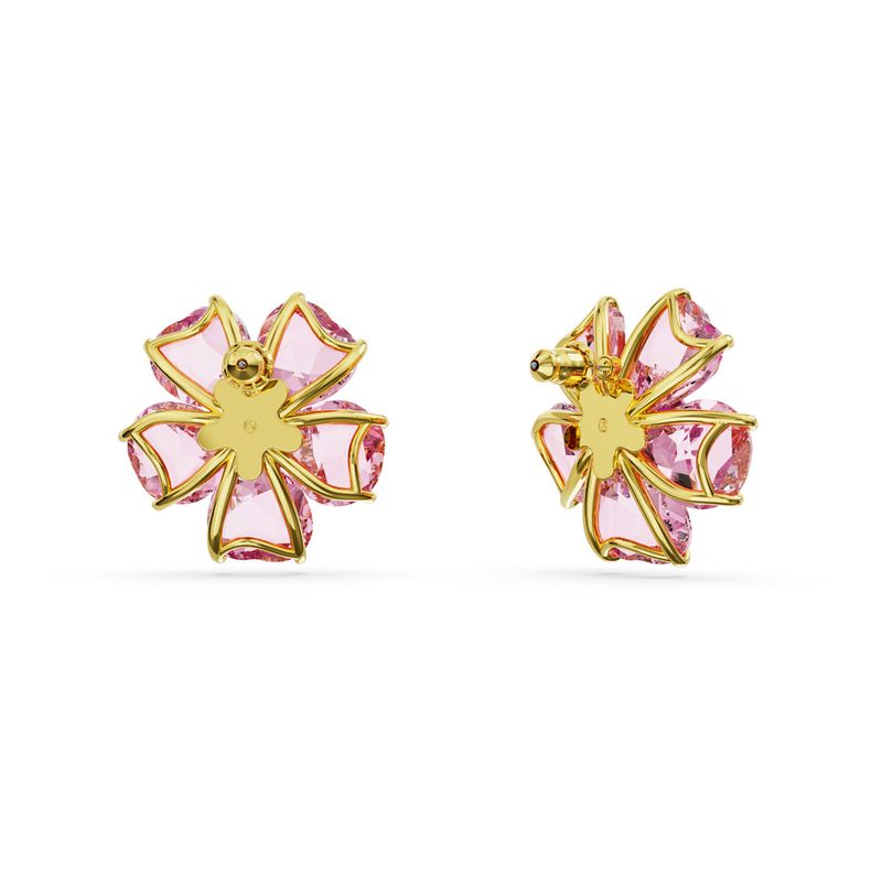 Pendientes-de-boton-Florere-Flor-Rosas-Baño-tono-oro