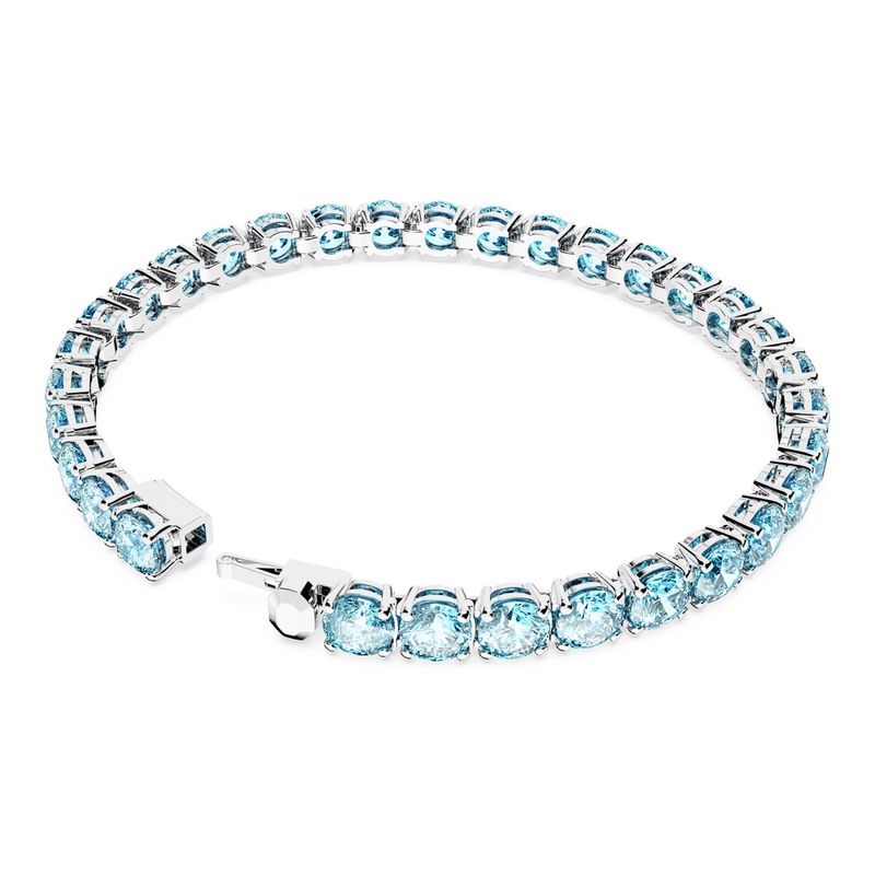 Pulsera-Matrix-Tennis-Talla-redonda-Mediana-Azul-Baño-de-rodio