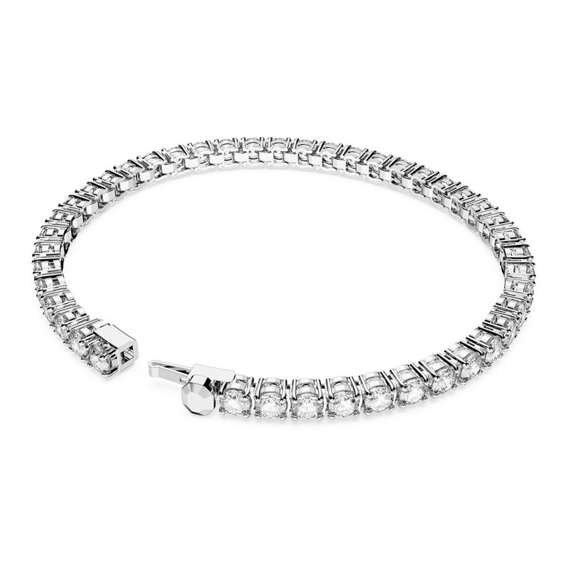 Pulsera-Matrix-Tennis-Talla-redonda-Pequeña-Blanca-Baño-de-rodio