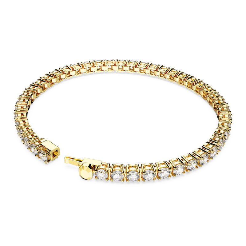 Pulsera-Matrix-Tennis-Talla-redonda-Pequeña-Blanca-Baño-tono-oro