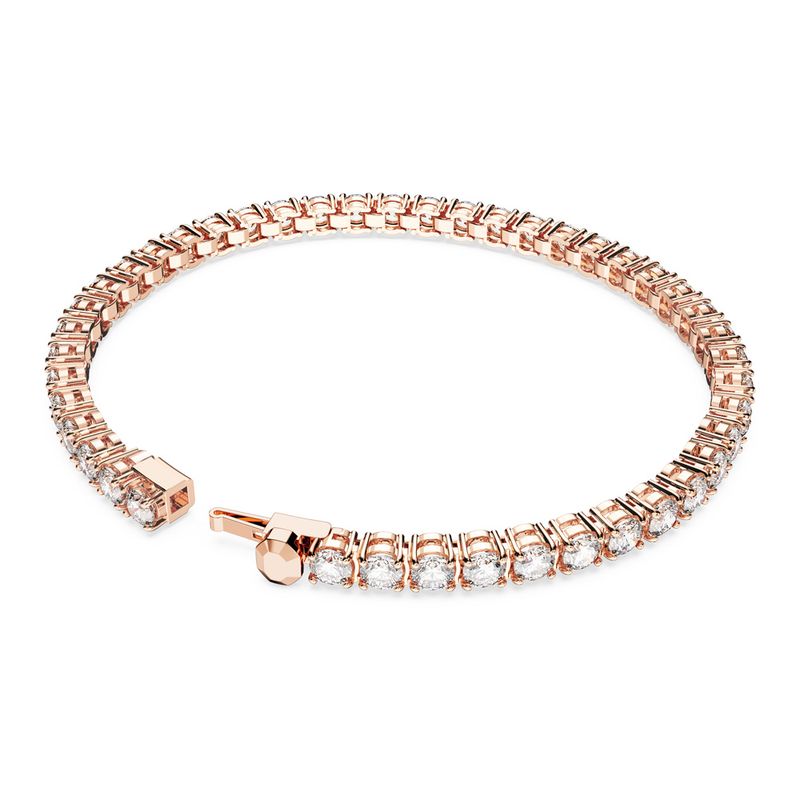Pulsera-Matrix-Tennis-Talla-redonda-Pequeña-Blanca-Baño-tono-oro-rosa