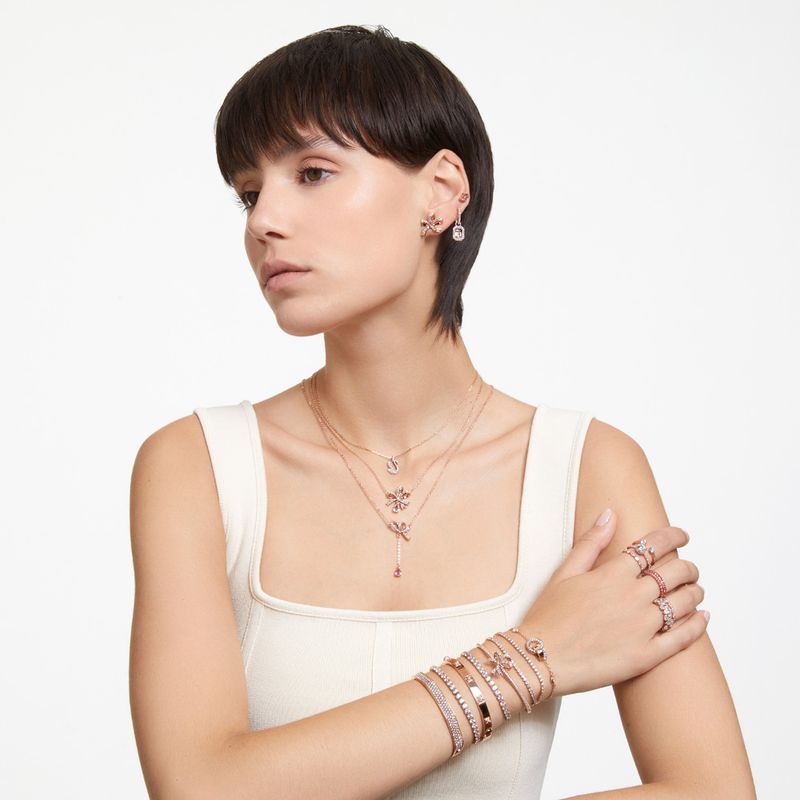 Pulsera-Matrix-Tennis-Talla-redonda-Pequeña-Blanca-Baño-tono-oro-rosa