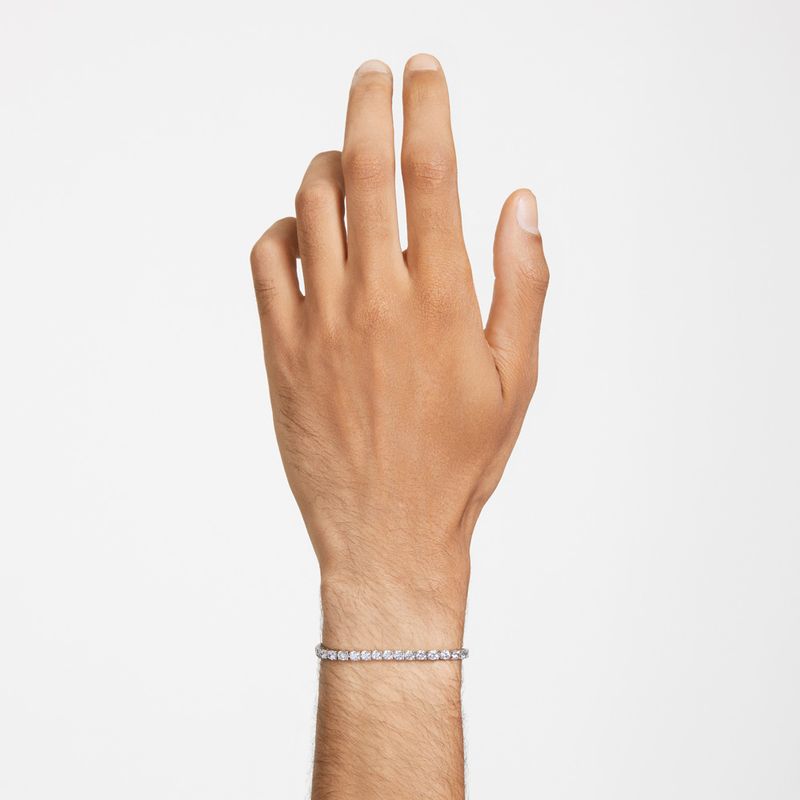 Pulsera-Matrix-Tennis-Talla-redonda-Pequeña-Blanca-Baño-de-rodio