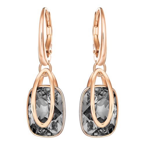 Pendientes Holding, Negros, Baño tono oro rosa
