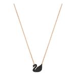 Colgante-Iconic-Swan-pequeño-negro-baño-de-oro-rosa