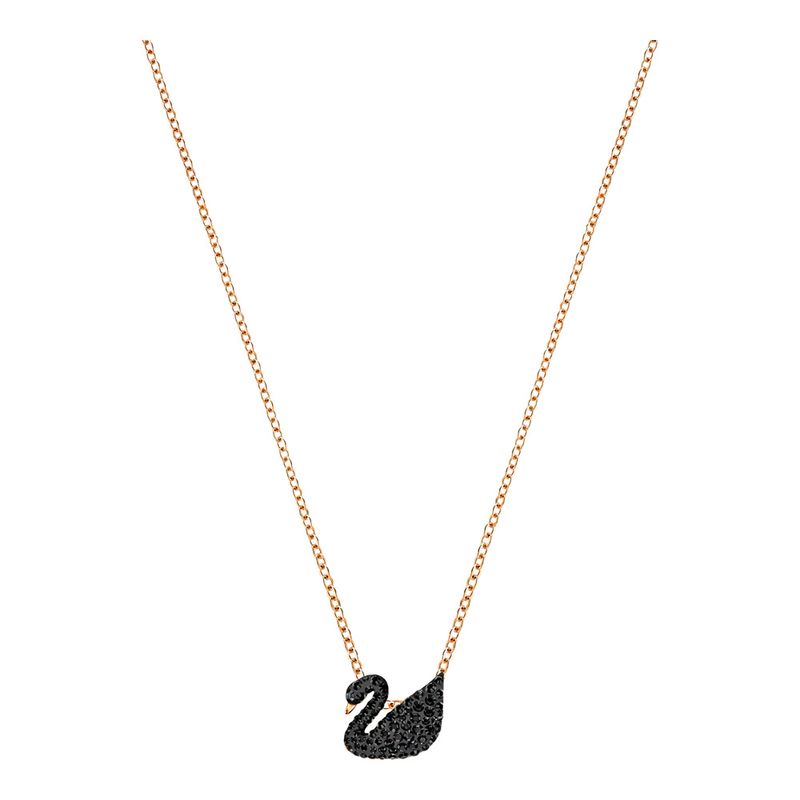 Colgante-Iconic-Swan-pequeño-negro-baño-de-oro-rosa