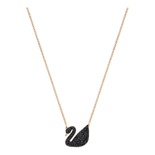 Colgante Iconic Swan, negro, baño de oro rosa