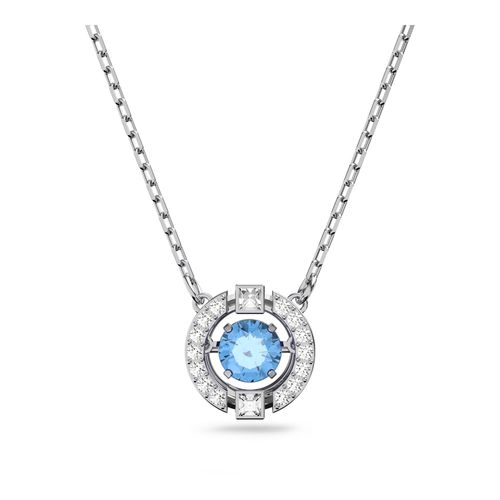 Collar Sparkling Dance Round, azul, baño de rodio