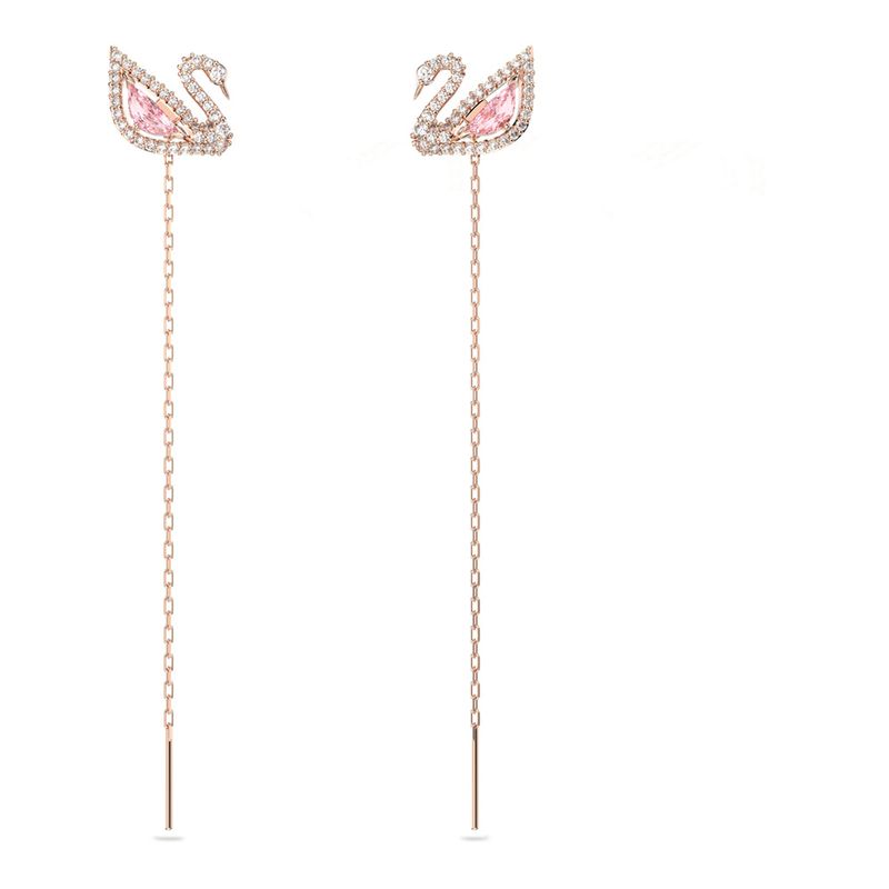 Aretes-Dazzling-Swan-multicolor-baño-de-oro-rosa