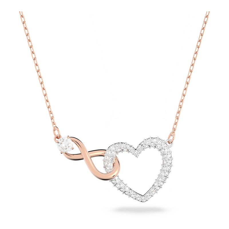 Collar-Swarovski-Infinity-Heart-blanco-combinacion-de-acabados-metalicos
