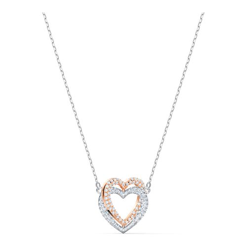 Collar Swarovski Infinity Heart, blanco, combinación de acabados metálicos
