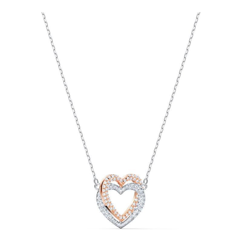 Collar-Swarovski-Infinity-Heart-blanco-combinacion-de-acabados-metalicos