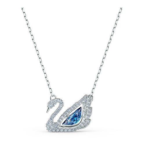 Collar Dancing Swan, azul, baño de rodio