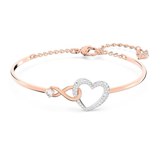 Brazalete Swarovski Infinity Heart, blanco, combinación de acabados metálicos