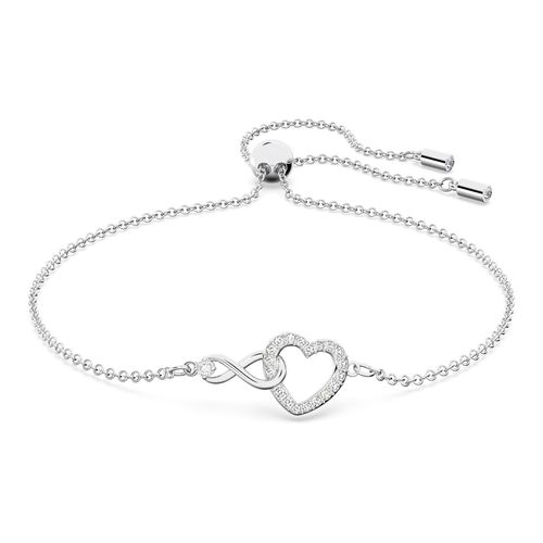 Pulsera Swarovski Infinity Heart, blanco, baño de rodio
